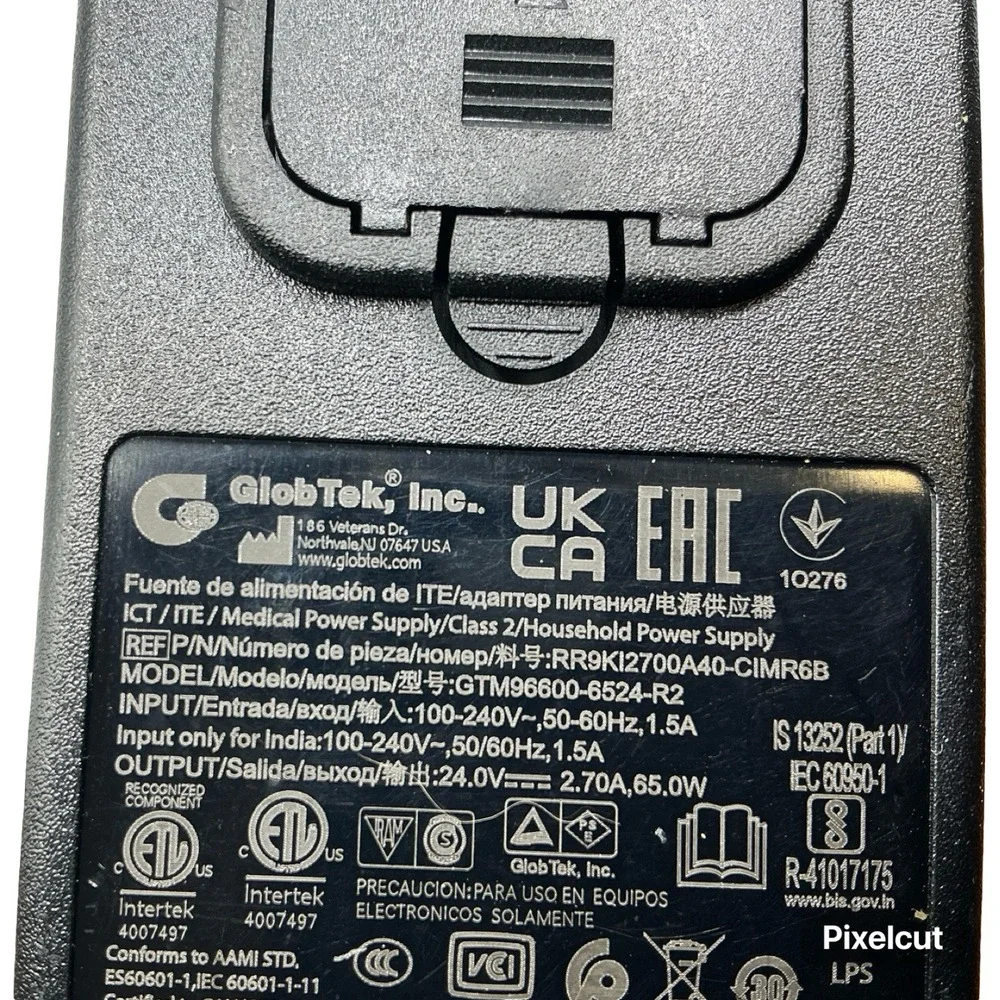 GlobTek GTM96600-6524-R2 Medical Power Supply 24V 2.70A 65W Weipu SP21 Connector